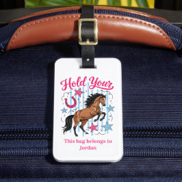 Rolig Rosa Hold Your Horses ID Bagagebricka