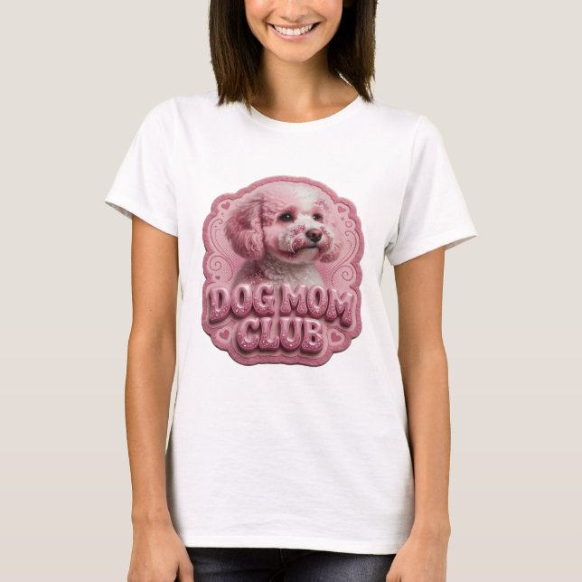 Rolig Rosa HUNDMAMMAKLUBB 3D Text Konst T Shirt (Framsida)