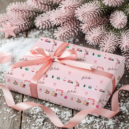 Rolig Rosa Jul Tomte Verkstads Leksaksfabrik Presentpapper