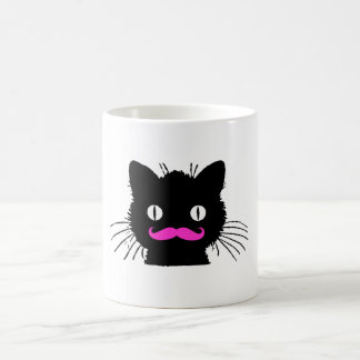 ROLIG ROSA KATT FÖR MUSTASCHVINTAGESVART KAFFEMUGG