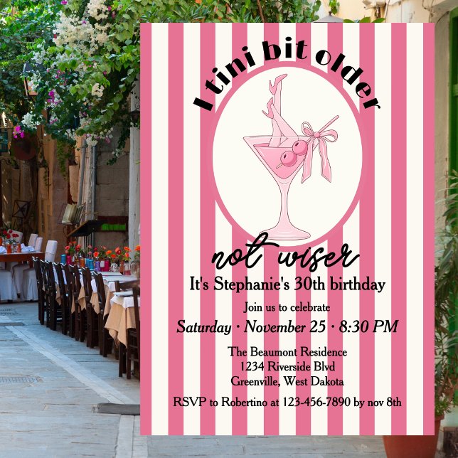 Rolig Rosa Liten Bit Äldre Inte Visare M30-årsdag Inbjudningar (Skapare uppladdad)