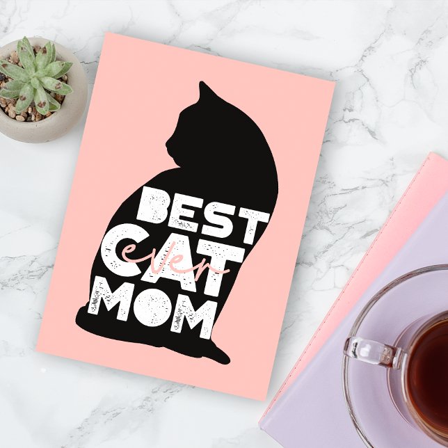 Rolig Rosa Mors Dag Bästa Kattmamma Någonsin Julkort (Skapare uppladdad)