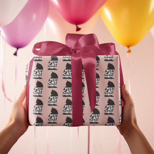 Rolig Rosa Mors Dag Bästa Kattmamma Någonsin Presentpapper (Skapare uppladdad)