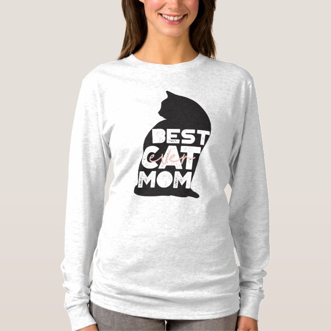 Rolig Rosa Mors Dag Bästa Kattmamma Någonsin T Shirt (Framsida)