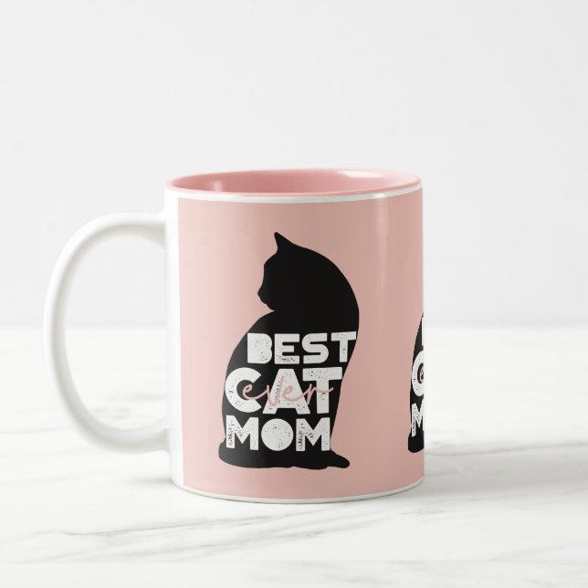 Rolig Rosa Mors Dag Bästa Kattmamma Någonsin Två-Tonad Mugg (Vänster)