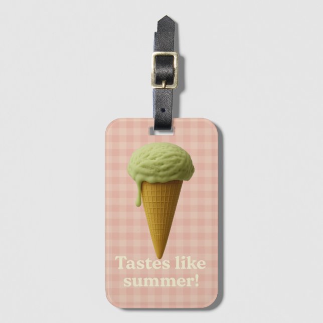 Rolig rosa och grön sommarbagagetikett bagagebricka (Framsida vertikal)