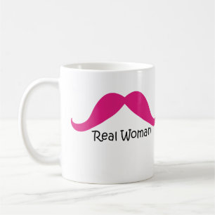 Rolig rosa och svart verklig kvinnamustasch kaffemugg