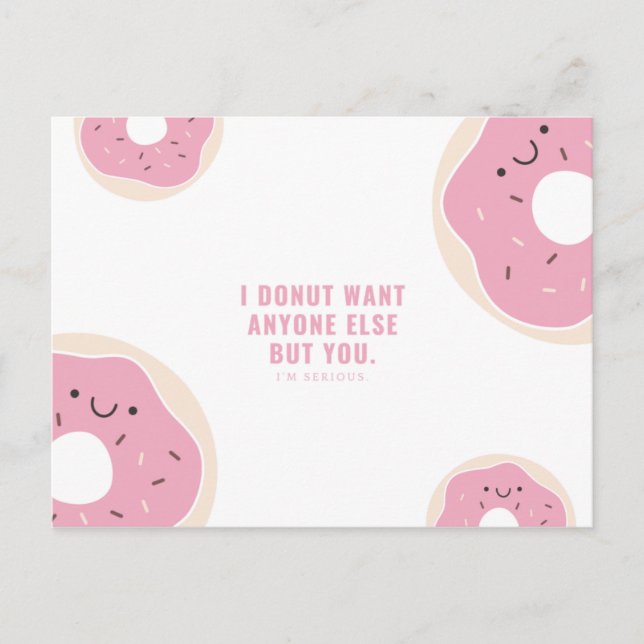 Rolig rosa och vit donut vykort (Framsida)