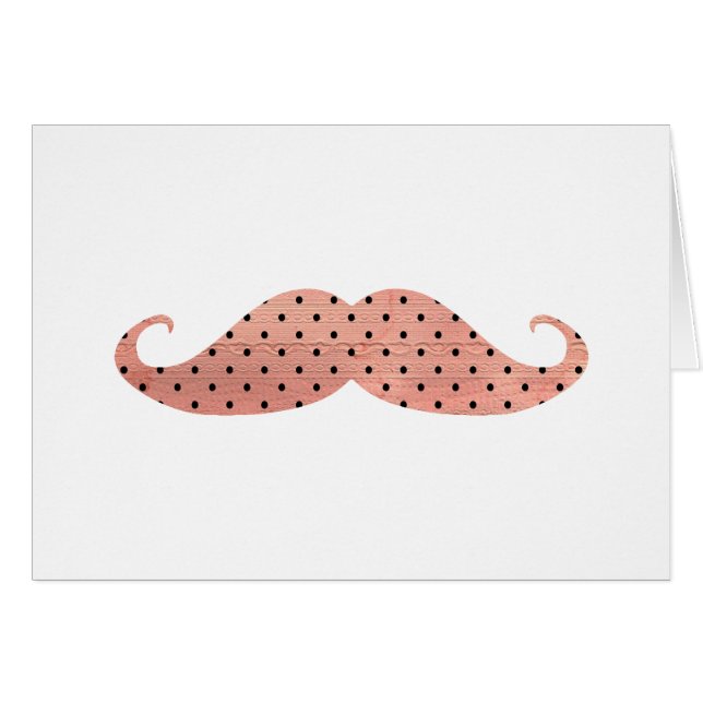 Rolig rosa polka dotsmustasch hälsningskort (Framsidan Horizontal)