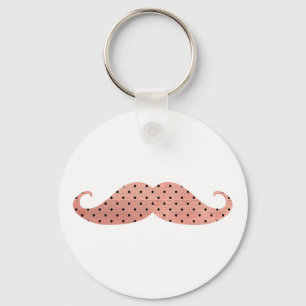 Rolig rosa polka dotsmustasch nyckelring