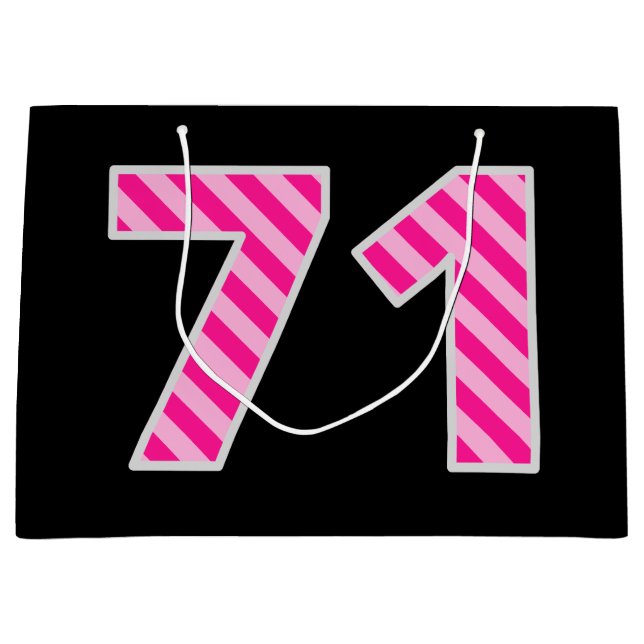 Rolig Rosa Randig "71"; Glad 71-årsdag; Namn (Framsidan)
