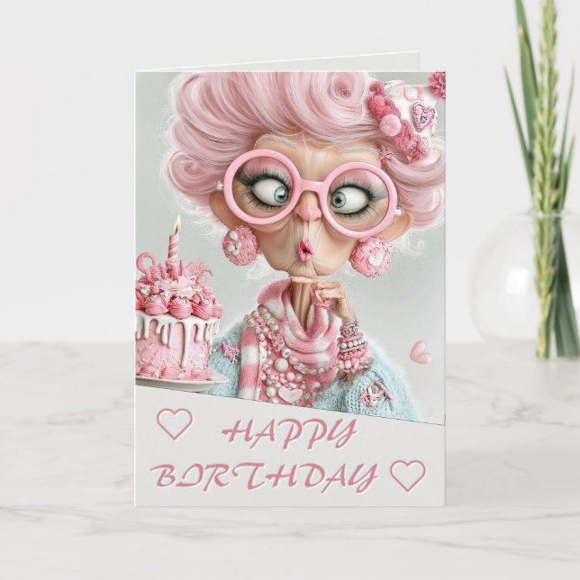 Rolig Rosa Snällig Åldrande Kort (Framsida)