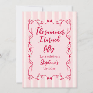 Rolig Rosa Sommaren Jag Fyllde Femtio Födelsedag Inbjudningar