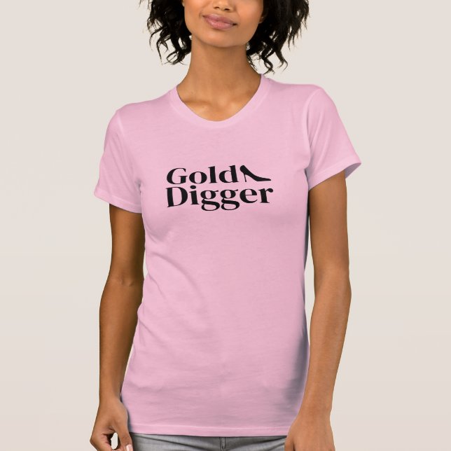 Rolig rosa t-shirt för kvinnor med texten Gold Dig (Framsida)