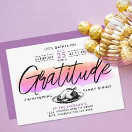 Rolig Rosa Tacksägelse Thanksgiving Middag Vattenf Inbjudningar