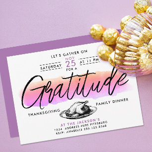 Rolig Rosa Tacksägelse Thanksgiving Middag Vattenf Inbjudningar
