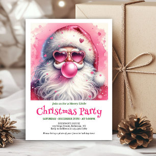 Rolig rosa tomte bubbelgummi vattenfärg jul i inbjudningar