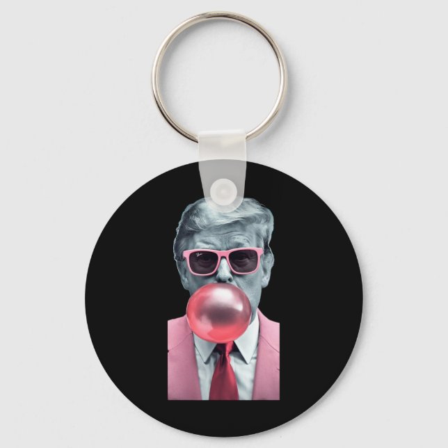 Rolig Rosa Trump Bubblegum Yum Tee  Nyckelring (Framsida)