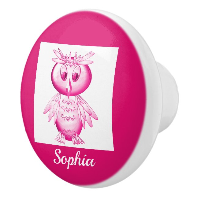 Rolig Rosa Ugglas Personlig Barn Knopp (Höger)