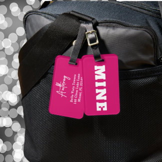 Rolig Rosa Vit MINE Personlig Väska Etikett Bagagebricka