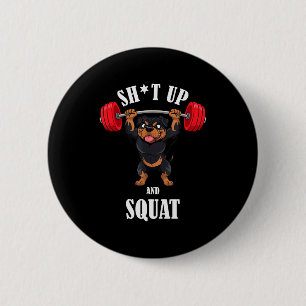 Rolig Rottweiler Fitness Squatting Träning Tyngdly Knapp
