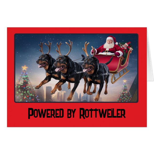 Rolig Rottweiler Hund Jul Hälsningskort (Framsidan Horizontal)