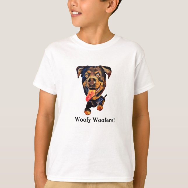 Rolig Rottweiler Hund Pojkar T-Shirt (Framsida)