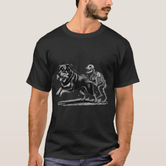 Rolig Rottweiler Hund Stjäl Skelett Ben T Shirt