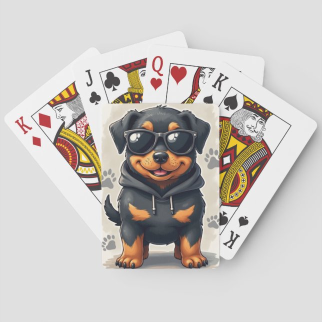 Rolig Rottweiler Kawaii Hund Casinokort (Baksidan)