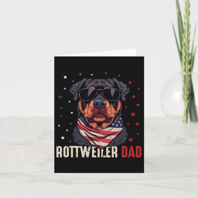 Rolig Rottweiler Pappa Usa Stjärnor 4:e Juli Fader Kort (Framsida)