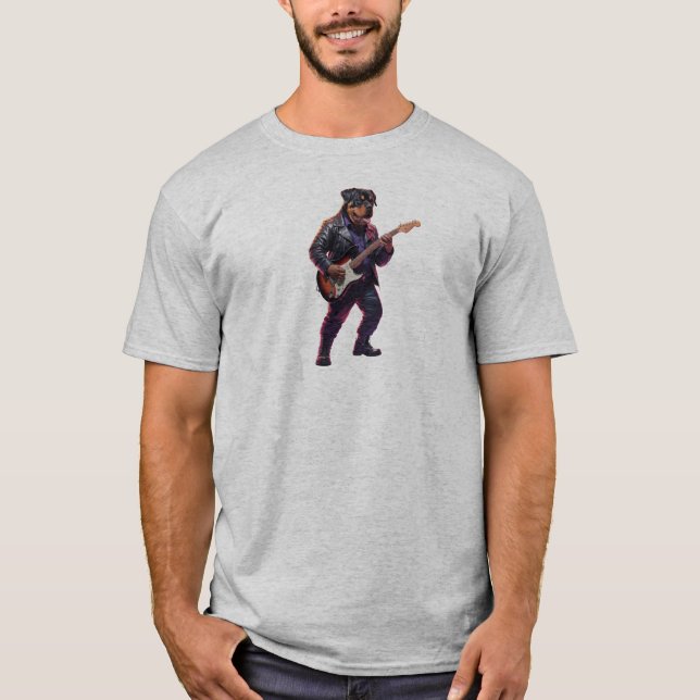 Rolig Rottweiler Rockstjärna T-Shirt (Framsida)