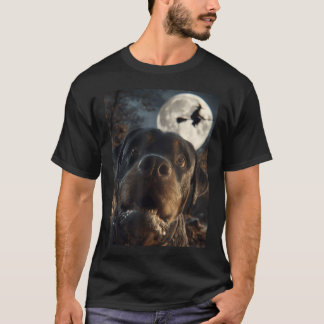 Rolig Rottweiler Selfie Fullmåne Flygande Häxa T Shirt