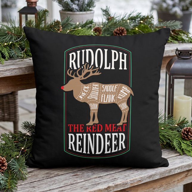 Rolig Rudolf Rött Kött Ren Jul Kudde (Skapare uppladdad)