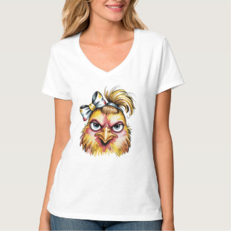 Rolig Rufsigt Hår Kyckling Band Sassy T-Shirt