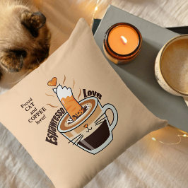 Rolig Rustik Mysig Kaffe Katt Älskare Beige Anpass Kudde