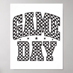 Rolig Rutig Spel Dags Fotboll Svart Vit Present W Poster