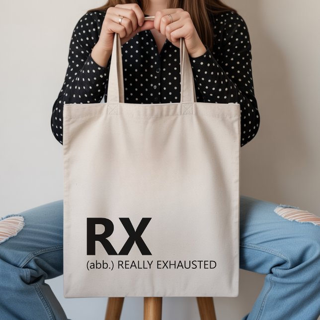 Rolig RX Riktigt Uttorkad Totepresent för Labbtekn Tygkasse (RX humor tote bag gift for coworker, pharmacy graduation tote bag gift for her or him)