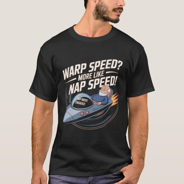 Rolig Rymd Farfar Sova Hastighet Retro Galax Puns T Shirt (Framsida)
