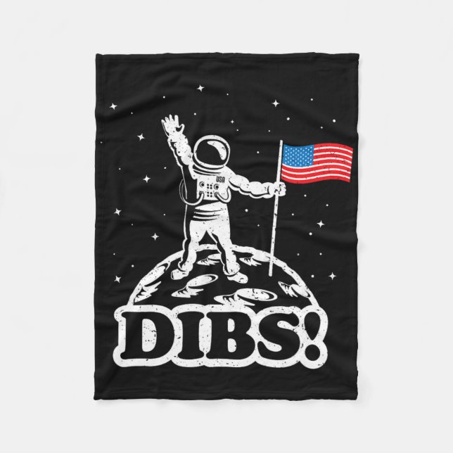 Rolig Rymd Tröja Usa Astronaut Månens Flagga Dibs  Fleecefilt (Framsidan)