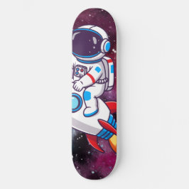Rolig rymdäventyrsköld på skateboard