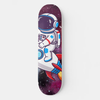 Rolig rymdäventyrsköld på skateboard