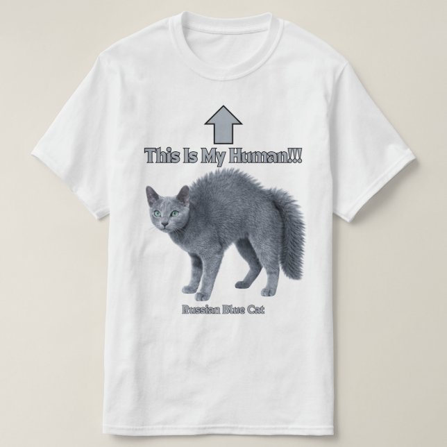 Rolig rysk blå katt – Det här är min människa T Shirt (Design framsida)