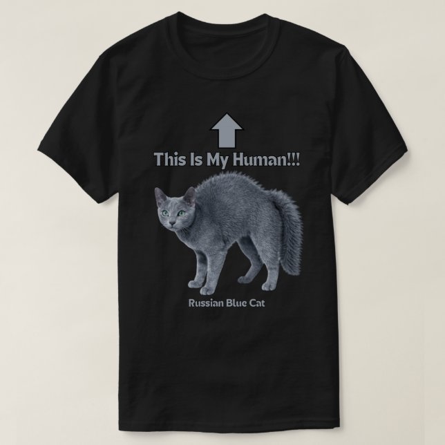 Rolig rysk blå katt – Det här är min människa T Shirt (Design framsida)