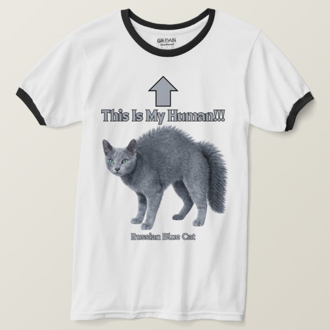 Rolig rysk blå katt – Det här är min människa T Shirt (Design framsida)