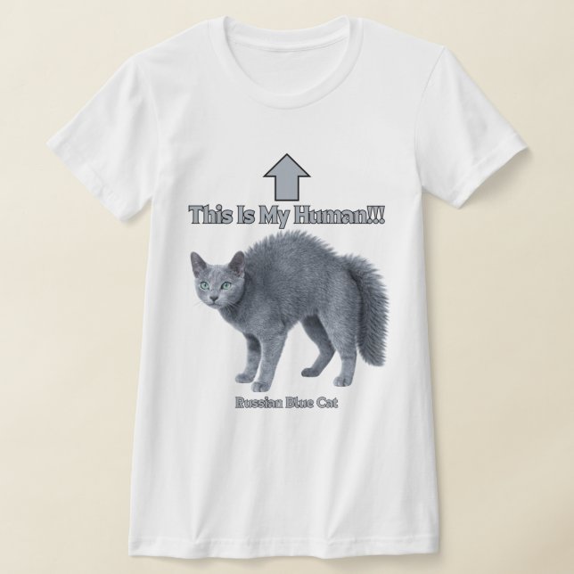 Rolig rysk blå katt – Det här är min människa T Shirt (Laydown)