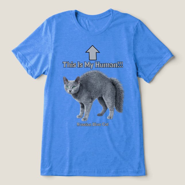 Rolig rysk blå katt – Det här är min människa T Shirt (Design Framsida)