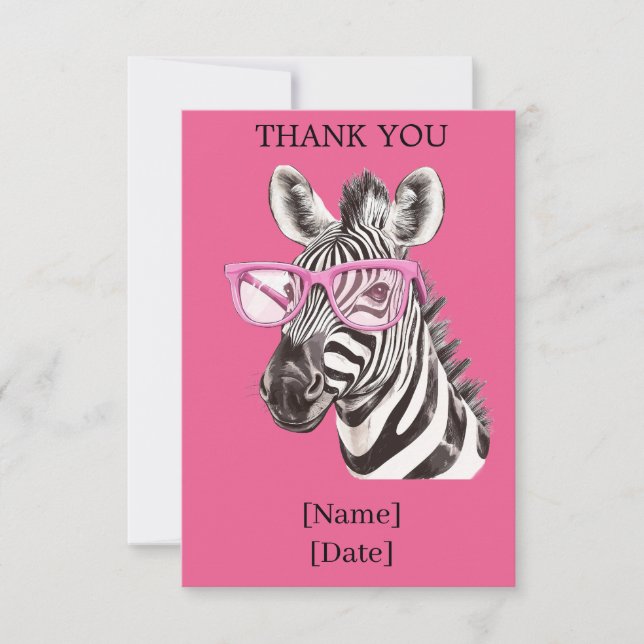 Rolig Safari Djurdesign - Zebra Tack Kort (Framsida)