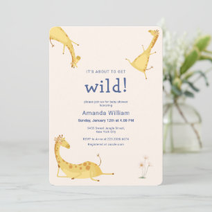 Rolig Safari Om Att Bli Vild Giraff Bebis Badring Inbjudningar