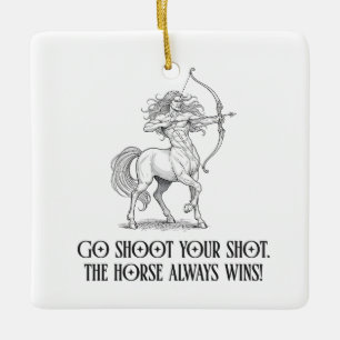 Rolig Sagittarius Puns Zodiak Födelsedag Julgransprydnad Keramik