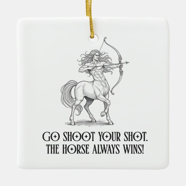 Rolig Sagittarius Puns Zodiak Födelsedag Julgransprydnad Keramik (Framsida)